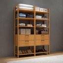Ver imagem 5 de Closet Estante Multiuso 1,47 m X 2,20 m com 4 Gavetas e Nichos 100% MDF Dalla Costa Cor:Freijó