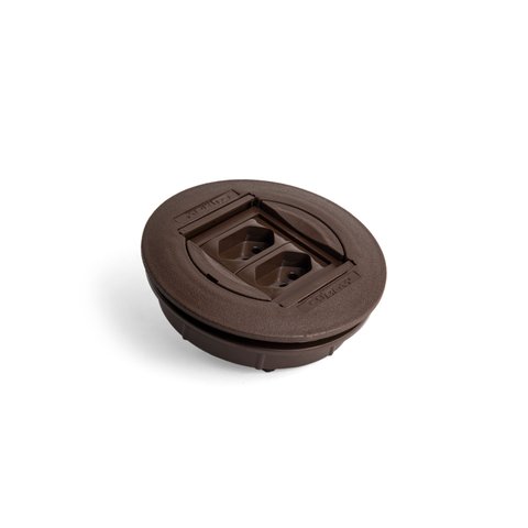 Caixa de Tomada Embutir Universal Redonda 2 Tomadas Flex Marrom