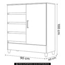 Ver imagem 4 de Cômoda Quarto 90cm 8 Gavetas 1 Porta Thales Jequitibá S01 - Mpozenato