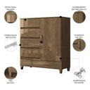 Ver imagem 3 de Cômoda Quarto 90cm 8 Gavetas 1 Porta Thales Jequitibá S01 - Mpozenato