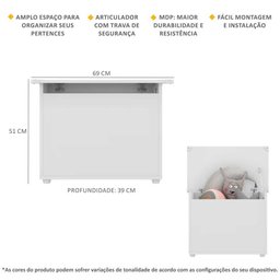 Caixa de Brinquedos Baú Organizador Multimóveis Fg2315 Branco - 4
