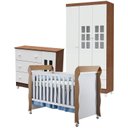 Ver imagem 1 de Quarto de Bebê Mariah 3p com Berço Mirelle Branco Acetinado Amadeirado - Carolina