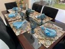 Ver imagem 4 de Kit 8 Guardanapo em Jacquard Azul Claro 40x40cm