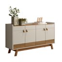 Ver imagem 7 de Buffet Aparador Aleppo 4  Portas Pés de Madeira Babus - Amendoa / Off White