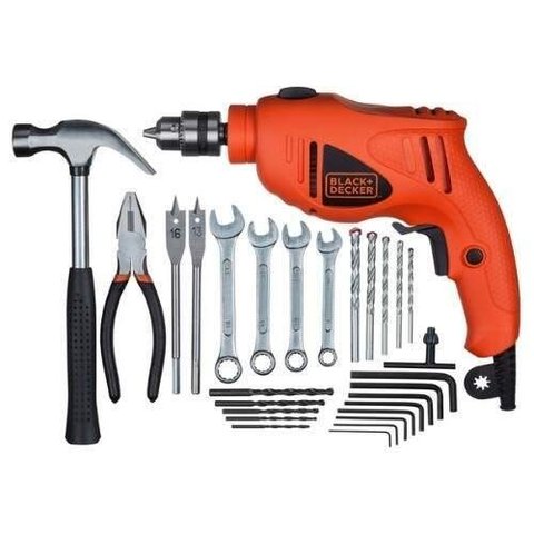 Furadeira Impacto Black & Decker 3/8´´ 550w X 220v - C / Kit 26 Acessorios Hd455k1-br