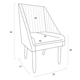 Cadeira Para Sala de Jantar Ana Pés Palito Veludo Bege D'Classe Decor - 4