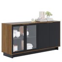 Ver imagem 4 de Sala de Jantar com Cristaleira Guanabara e Buffet Aparador Vitória Preto/Noce Milano - PR Móveis
