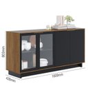 Ver imagem 5 de Sala de Jantar com Cristaleira Guanabara e Buffet Aparador Vitória Preto/Noce Milano - PR Móveis