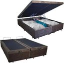 Ver imagem 1 de Cama Box Bau Bipartido Casal Suede Premium Santo Box Bipartido 47x138x188:marrom