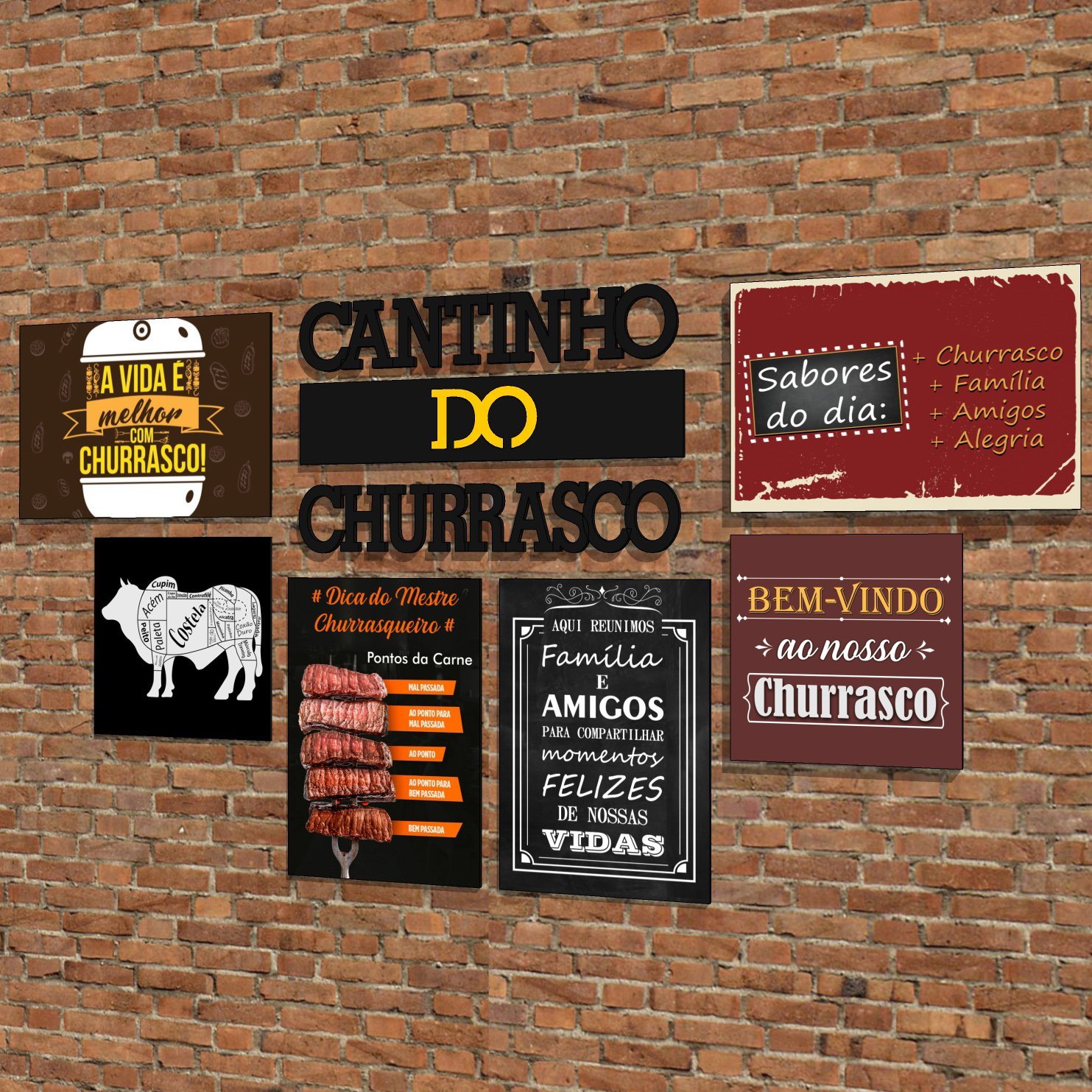 Placas Área Gourmet e Escritas Cantinho do Churrasco - 2