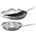 Ver imagem 1 de Jogo 2 Frigideiras com Tampa Brinox Profissional em Aço Inox 24cm e 32cm Fundo Triplo Restaurante