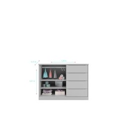 Cômoda Pérola 4 Gavetas e 2 Portas Cinza Phoenix Baby - 3