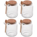 Ver imagem 1 de Conjunto 4 Pote Porta Temperos de Vidro Tampa de Rolha 240ml Colher de Bambu Lyor