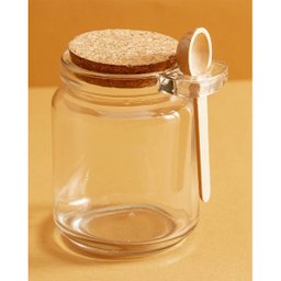 Conjunto 4 Pote Porta Temperos de Vidro Tampa de Rolha 240ml Colher de Bambu Lyor - 5