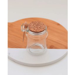 Conjunto 4 Pote Porta Temperos de Vidro Tampa de Rolha 240ml Colher de Bambu Lyor - 6