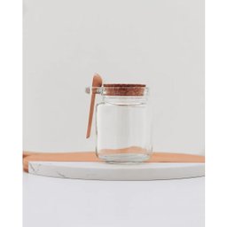 Conjunto 4 Pote Porta Temperos de Vidro Tampa de Rolha 240ml Colher de Bambu Lyor - 4