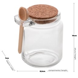 Conjunto 4 Pote Porta Temperos de Vidro Tampa de Rolha 240ml Colher de Bambu Lyor - 3