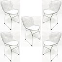 Ver imagem 1 de Kit 5 Cadeiras BERTOIA cromada assento branco - Poltronas do Sul