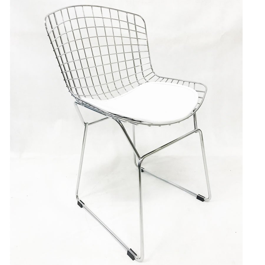 Kit 5 Cadeiras BERTOIA cromada assento branco - Poltronas do Sul - 3
