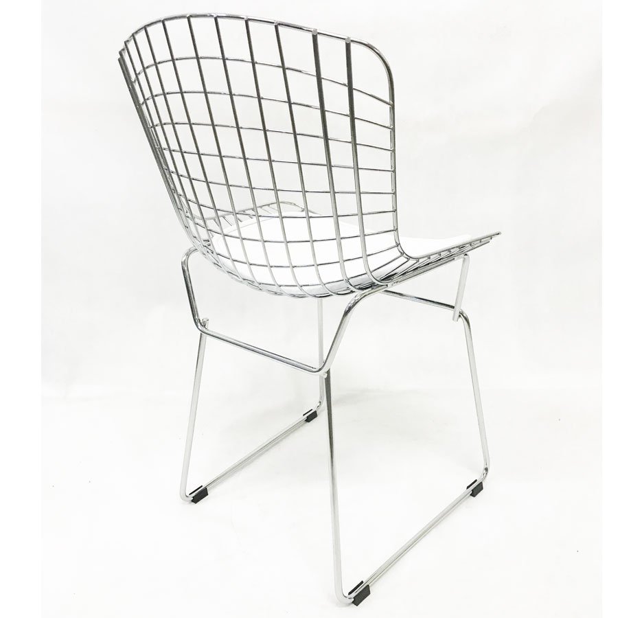 Kit 5 Cadeiras BERTOIA cromada assento branco - Poltronas do Sul - 5