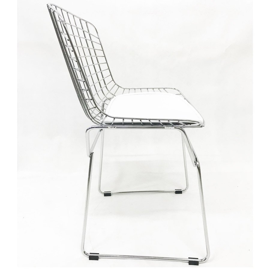 Kit 5 Cadeiras BERTOIA cromada assento branco - Poltronas do Sul - 4