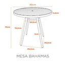 Ver imagem 2 de Mesa Area Externa com Espaço Central para Ombrelone 80cm Bahamas Fratini