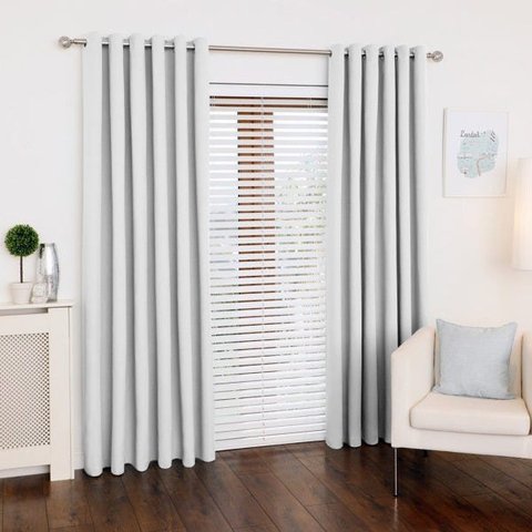 Cortina Branca 300x250 Ilhós Cromado Sala/Quarto | FABRITEX ENXOVAIS