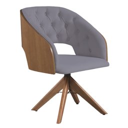 Poltrona Decorativa Giratória Núbia para Sala de Estar Veludo Cinza - Mobília Mobília - 1