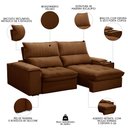 Ver imagem 3 de Sofá Retrátil 3 Lugares com Porta Copo 210cm Andes F05 Veludo Terracota - Mpozenato