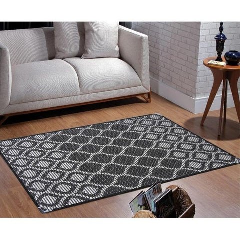 Tapete Sisal Sala 2,00 x 2,50 Antider. Preto/ Cinza S-566
