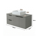 Ver imagem 3 de Gabinete para Banheiro Suspenso com Cuba 2 Portas 2 Gavetas em MDF 100cm Village Cimento Cinza