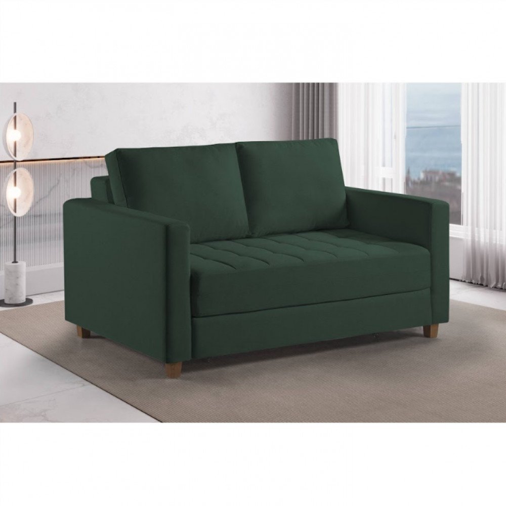 Sofa Cama Casal Marcelle 2 Lugares 150cm Linho Pe de Madeira - 2