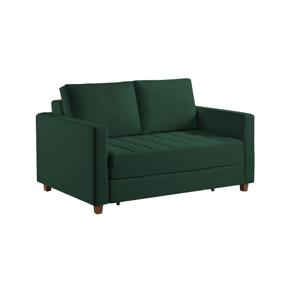 Sofa Cama Casal Marcelle 2 Lugares 150cm Linho Pe de Madeira