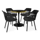 Ver imagem 1 de Conjunto Mesa de Jantar Redonda Majestic 70cm Preta com 4 Cadeiras Estofadas Marcela - Preto