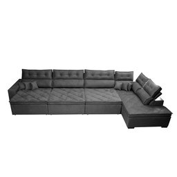 Sofá de Canto 4,80x2,36m Retrátil e Reclinável com Molas Cama inBox Platinum Esquerdo Suede - 6