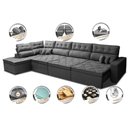 Ver imagem 3 de Sofá de Canto 4,80x2,36m Retrátil e Reclinável com Molas Cama inBox Platinum Esquerdo Suede