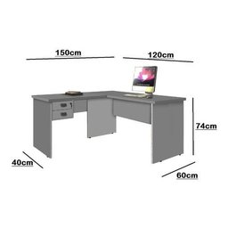 Escrivaninha em L Mesa de Computador Taur. Canela 2 Gavetas - Canela - 2