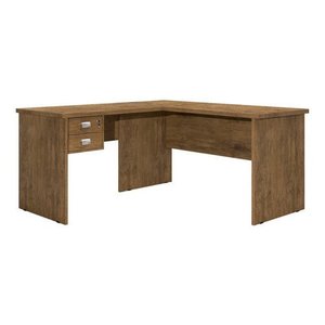 Escrivaninha em L Mesa de Computador Taur. Canela 2 Gavetas - Canela