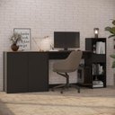 Ver imagem 2 de Conjunto de Escritório 3 Peças Smart Office Mesa Armário e Aparador - Preto e Cedro