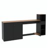 Conjunto de Escritório 3 Peças Smart Office Mesa Armário e Aparador - Preto e Cedro - 8