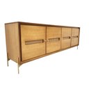 Ver imagem 1 de Balcão Buffet Paraty 220 Cm Laminado Madeira Pés Metal e Palhinha Mel