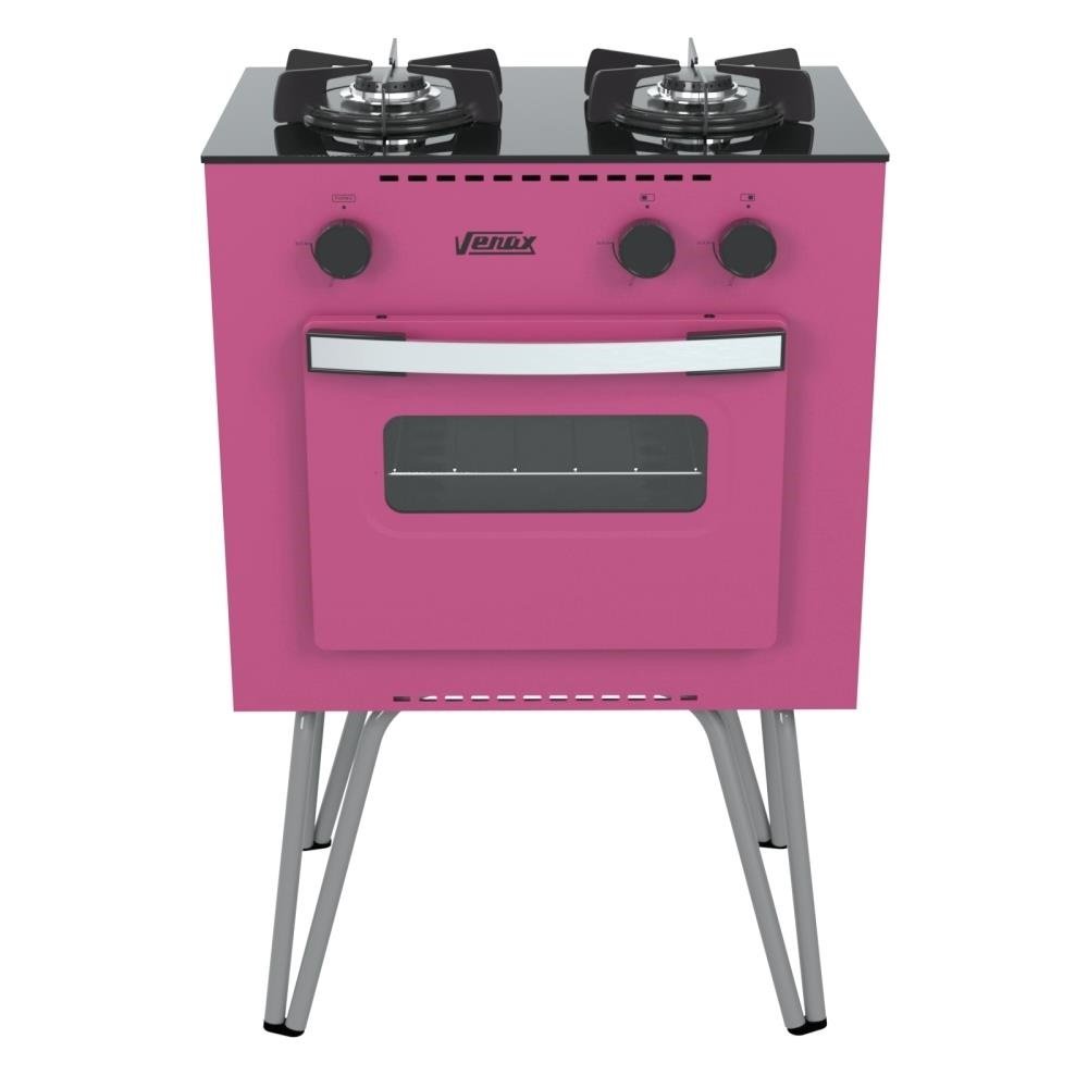 FOGAO 2 BOCAS VENAX MINI COOK PINK GAS GLP