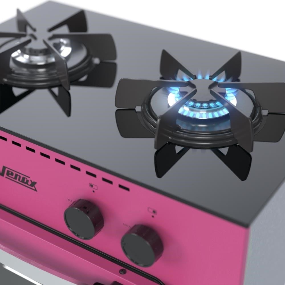 FOGAO 2 BOCAS VENAX MINI COOK PINK GAS GLP - 3