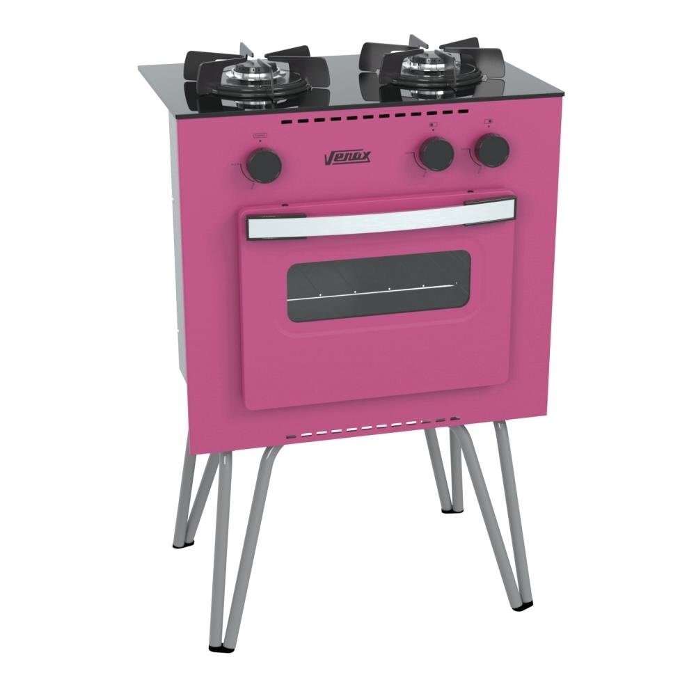 FOGAO 2 BOCAS VENAX MINI COOK PINK GAS GLP - 2