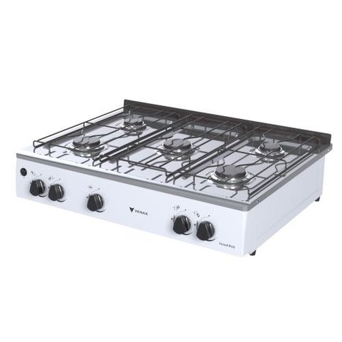 FOGAO DE MESA 5 BOCAS GRAND PETIT VETRO BRANCO GAS GLP