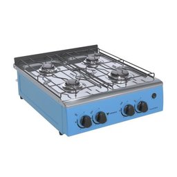 FOGAO DE MESA 4 BOCAS GRAND PETIT VETRO AZUL GAS GLP - 2