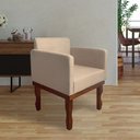 Ver imagem 2 de Kit 4 Poltronas Nina para Recepção Pés de Madeira Maciça Linho Bege