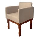 Ver imagem 3 de Kit 4 Poltronas Nina para Recepção Pés de Madeira Maciça Linho Bege