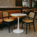 Ver imagem 2 de Conjunto Mesa de Jantar Redonda Majestic 70cm Branca com 2 Cadeiras Roma - Preto