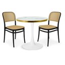 Ver imagem 1 de Conjunto Mesa de Jantar Redonda Majestic 70cm Branca com 2 Cadeiras Roma - Preto